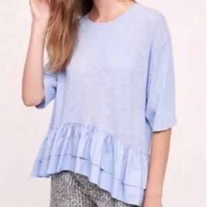 Akemi + Kin Blue Ruffle Cascade Top